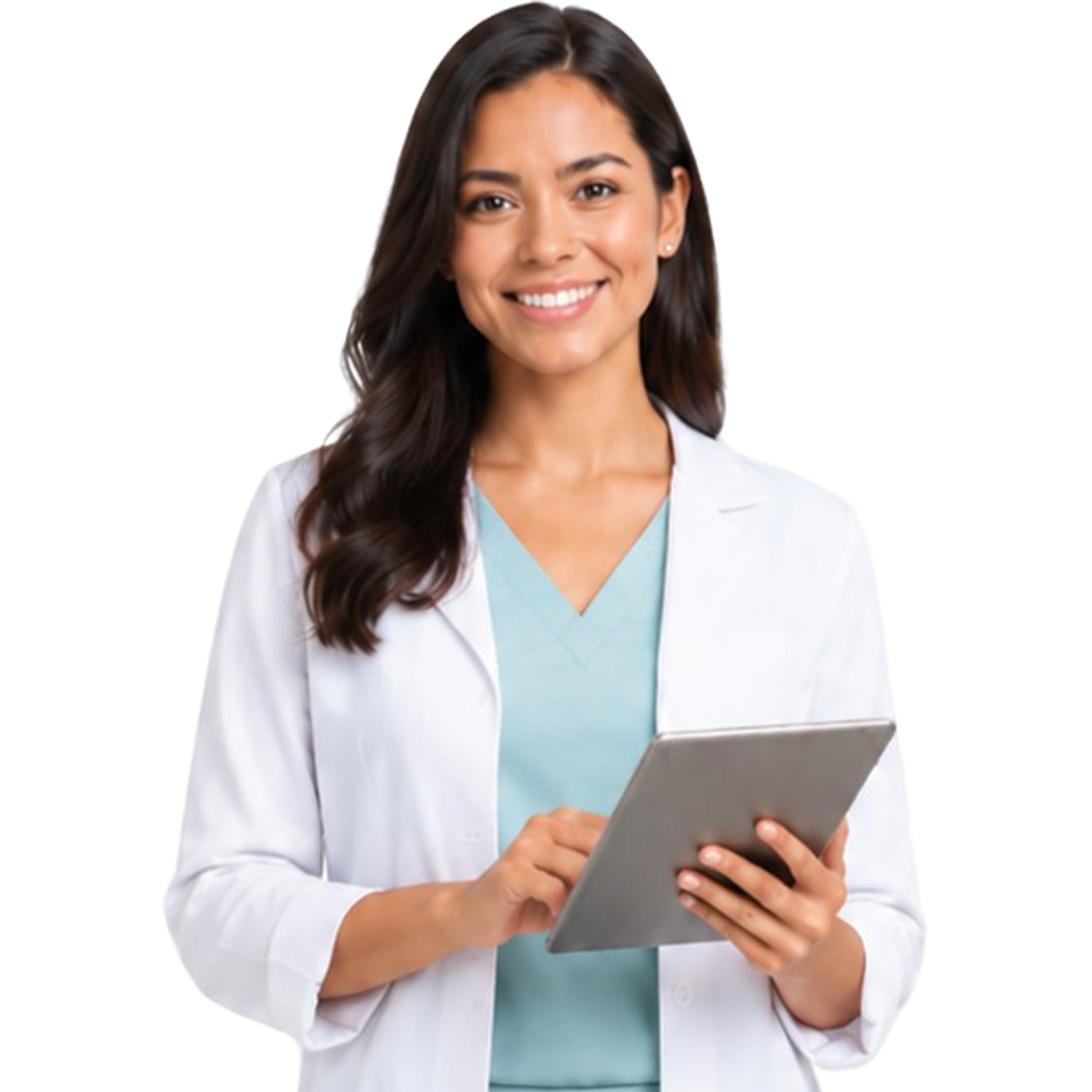 Dental practitioner reviewing outsourced dental billing reports on tablet